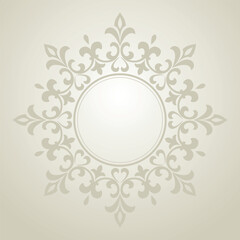 Decorative frame Elegant vector element for design in Eastern style, place for text. Floral beige. Lace illustration for invitations and greeting cards