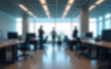 Blurred image of the desktop in the office. business background. High quality