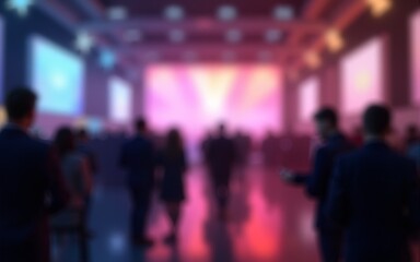 Blur image background of people in exhibition show. High quality