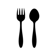 Fork and spoon icons. White background.
