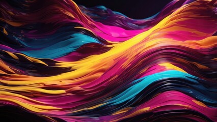 Abstract Colorful Flowing Paint Strokes Create Dynamic And Dreamy Visual