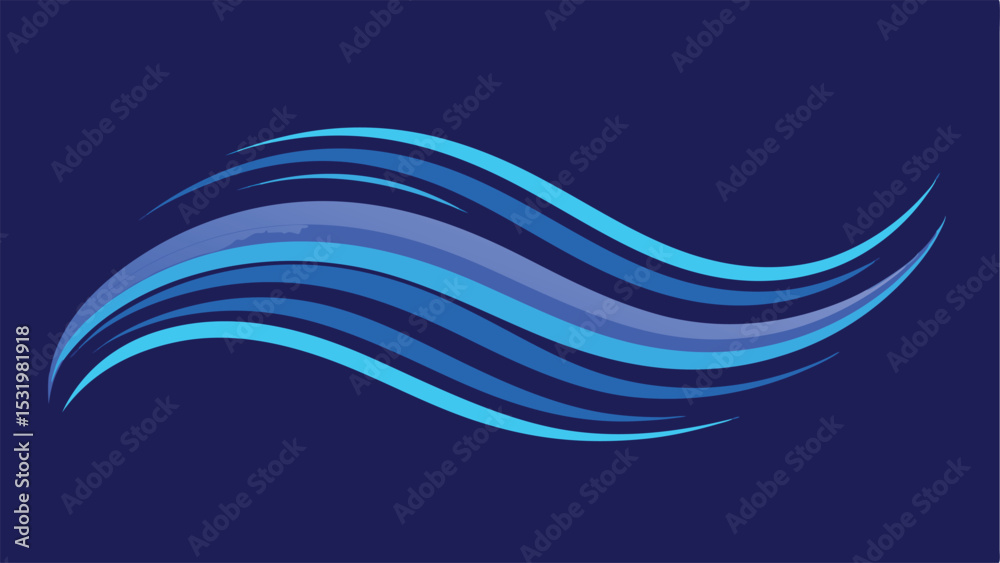 Poster abstract flowing blue lines in motion creating a dynamic and modern visual design