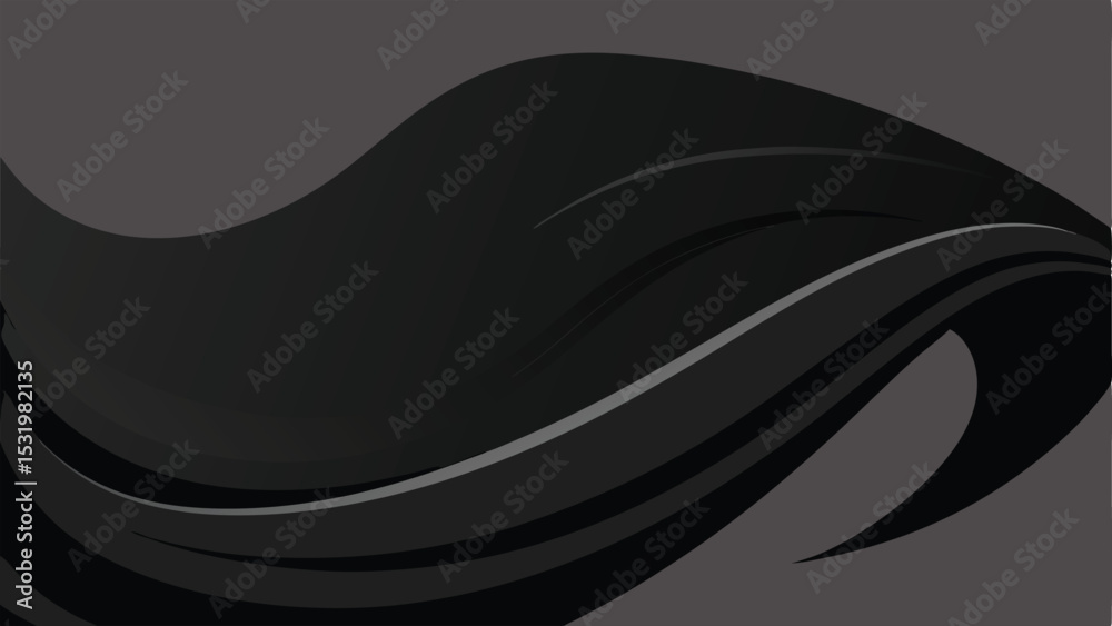Poster abstract flowing black and gray graphic design element with transparency for various applications.