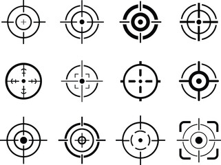 Target icon set.target icon on isolated background. Crosshair icon in black.Editable Stroke, Pixel Perfect, Stock Illustration. Goal symbol collection. Darts icon. Hitting the bullseye icon line.