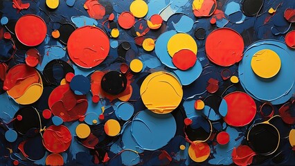 Circles in a Colorful Abstract Art Blue Red Yellow