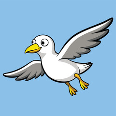 Obraz premium Gull hovering in mid-air, wings spread, eyes focused on unseen food.