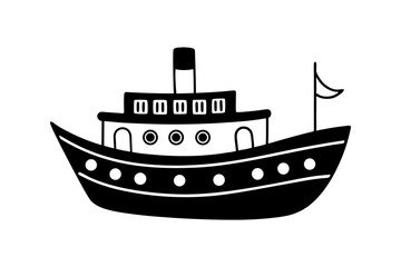 Obraz premium vector illustration of a cute ship