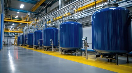 Biofuel distillation tanks placed inside an environmentally sustainable processing facility