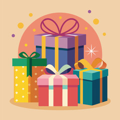 Colorful Collection of Gift Boxes Festive Present Packaging Illustrations