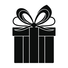 Silhouette of a Gift Box with Bow Wrapped Present Design