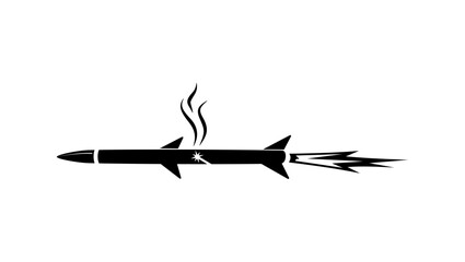 military laser vs rocket, black isolated silhouette