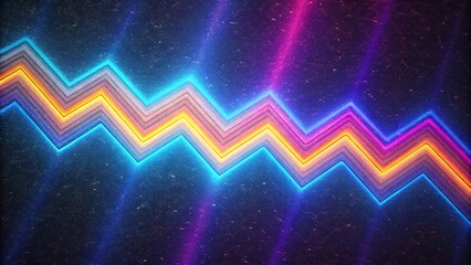 A vibrant zigzag pattern glows with neon colors against a dark starry background creating an abstract and futuristic design