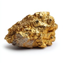 a pure gold nugget on white background