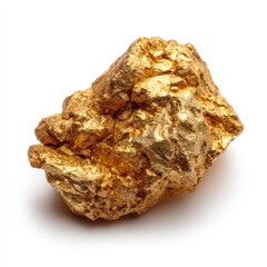 a pure gold nugget on white background