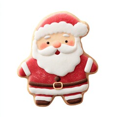 a red santa gingerbread cookie with icing for christmas