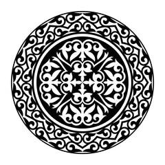 Traditional ornament of middle Asia for decoration of clothes, yurts, medallions . Element of the national pattern of the ancient nomads. Traditional ornament in Kazakh style.