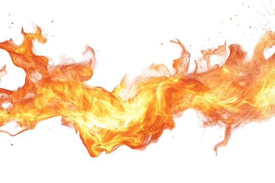 Realistic roaring flame isolated on transparent background, ultra-high-resolution PNG cutout perfect for cinematic VFX overlays, dramatic poster design, scorching text effects, and fiery photo
