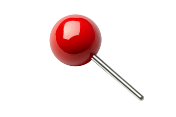 High-resolution red pushpin PNG cutout on transparent background, ideal for infographic design, web icons, and digital presentations