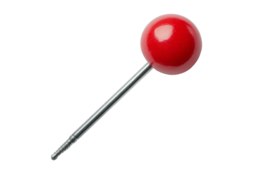 High-resolution red pushpin PNG cutout on transparent background, ideal for infographic design, web icons, and digital presentations