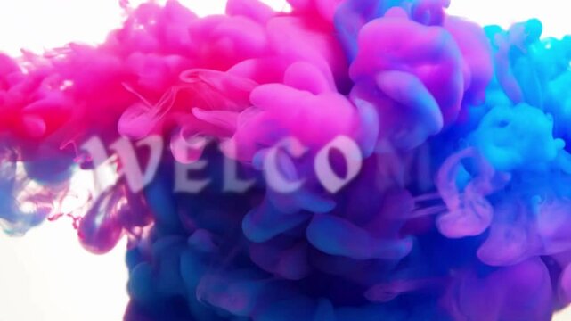 Animated Welcome Word Cloud on a colorful Background