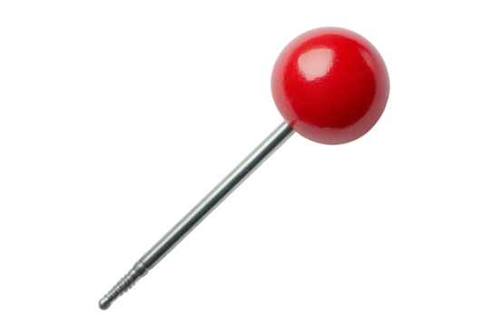 High-resolution red pushpin PNG cutout on transparent background, ideal for infographic design, web icons, and digital presentations