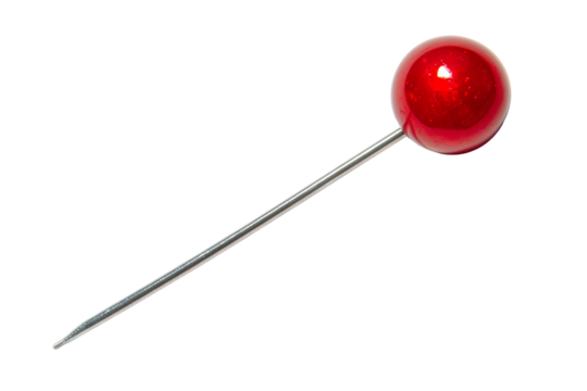 High-resolution red pushpin PNG cutout on transparent background, ideal for infographic design, web icons, and digital presentations