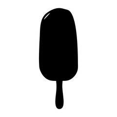 Silhouette of chocolate covered ice cream bar on a stick isolated
