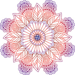 Ornate Floral Mandala: A vibrant and intricate mandala design, showcasing a captivating blend of floral patterns and swirling motifs in shades of red and purple.