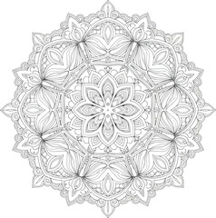 Intricate Mandala: A captivating mandala, meticulously illustrated with exquisite detail, showcases a mesmerizing array of symmetrical patterns.