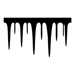 Abstract dripping black liquid paint design element with simple background