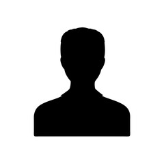 Silhouette of a person's head and shoulders against a white background