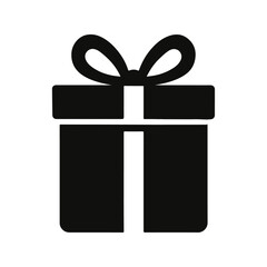 Gift Box Silhouette Vector Icon, Present Outline Illustration. 
