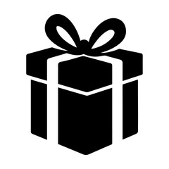 Gift Box Silhouette Vector Icon, Present Outline Illustration. 