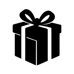 Gift Box Silhouette Vector Icon, Present Outline Illustration. 