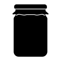 Silhouette of a glass jar with preserved food and a cloth cover