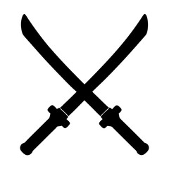 Two crossed katanas in black silhouette, martial arts, and weapon style