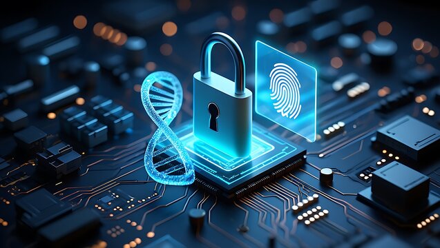 Cybernetic lock secures digital dna fingerprint