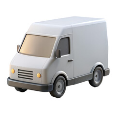Naklejka premium White delivery van cartoon 3d model isolated on transparent background