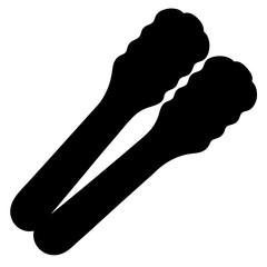 Stylish silhouette of kitchen tongs used for cooking and serving food