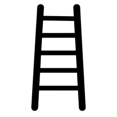 Simple black ladder with five rungs against a white background