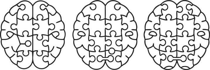 Brain Puzzle Icon Dementia Memory Loss Alzheimers Awareness Symbol Flat Vector Illustration