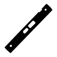 Black rectangular object with rounded edges, holes and cutouts on white background