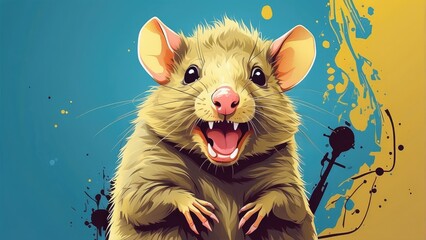 "Quirky Cartoon Opossum Illustration"