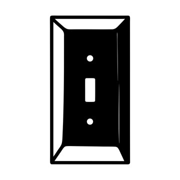 Black and White Illustration of a Single Pole Light Switch with Plate