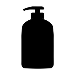 Silhouette of a pump bottle, possibly soap or lotion, on white background