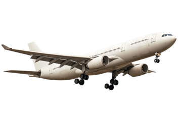 High-resolution passenger airplane isolated on transparent background PNG cut-out — detailed commercial aircraft silhouette ideal for travel posters, aviation infographics, and graphic design