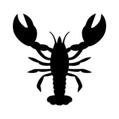 Elegant silhouette of a lobster with impressive claws on a white background