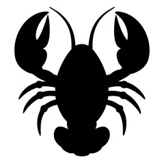 Simple black silhouette of a lobster with large claws and antennae