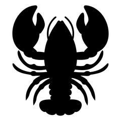 Dramatic silhouette of a lobster, showing its claws and legs clearly