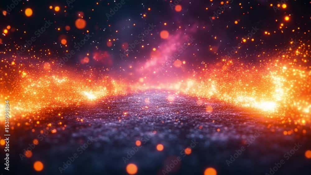 Aufkleber celestial pathway: a captivating celestial pathway unfolds, lined with shimmering, fiery particles t